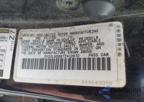 2007 Pontiac Vibe from USA, damaged, VIN 5Y2SL65887Z412870